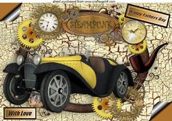 Fathers Day Vintage Car and Steampunk Memories A4