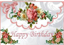 Pretty Roses for a Birthday on Scalloped Envelope A4