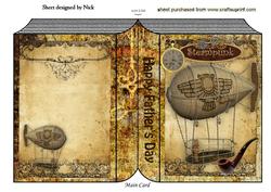 Steampunk Airship with Clock for Fathers Day, Folded Book