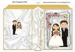 Wedding Couple with Roses and Rings Folded Book