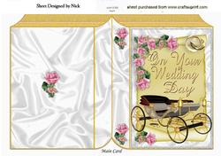 Pink Roses and Wedding Carriage , Folded Book
