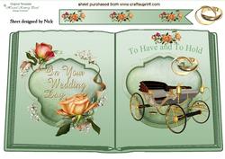 Peach Roses for a Wedding with Carriage Open Book A4