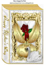 Gold Rose in Porcelyn Egg with Swan for Mum A4 Book