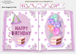 Yummy Birthday Cake and Balloons, Open Book A4