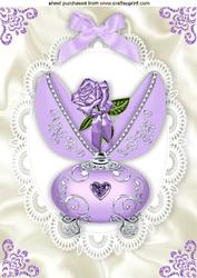 Purple Rose in Porcelain Egg with Bow on Lace A4