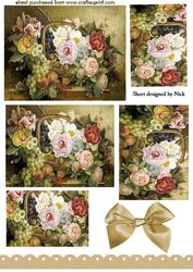 Pretty Basket of Flowers, with Bow, Pyramids