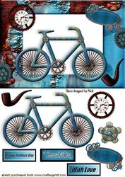 Steampunk Bicycle, with Pipe and Clock in Frame