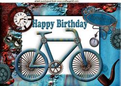 Steampunk Bicycle, with Pipe, in Metal Frame for Birthday A4