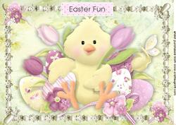 Easter Fun with Little Yellow Chick in Pearl Frame A4