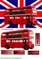Red Double Decker Bus with Union Jack Flag