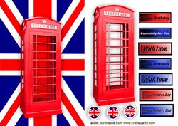 Red Phone Box with Union Jack Flag