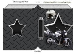 Motorbike with Helmet on Folded Book