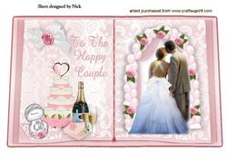 Wedding Couple, with Wedding Cake and Rings Open Book A4