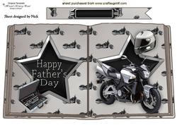Motor Bike with Helmet Fathers Day A4 Open Book