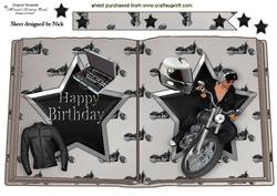 Leather Jacket with Biker, on Open Book A4