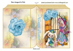 Cute Little Easter Bunny and Little Girl Folded Book