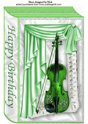 Green Violin with Drapes and Bow, Book A4