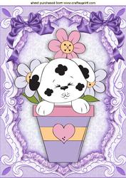 Cute Little Puppy in Flower Pot A4