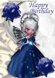 Pretty Blue Fairy, with Blue Roses A4