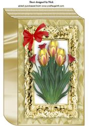 Gold Frame of Pretty Tulips in Yellow and Red Book A4