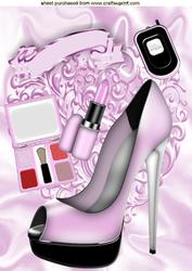 Ladies Pink Shoes with Lippy and Accessories A4