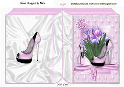 Ladies Pink Shoe and Lippy with Pink and Lilac Tulips Book
