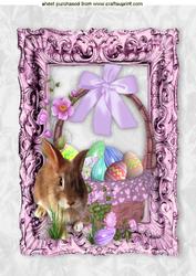 Easter Bunny with Basket of Eggs in Frame A4
