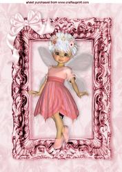 Pretty Kiki Fairy in Pink with Pretty Bow in Frame A4