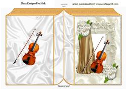 Violin with White Roses and Gold Drape Folded Book