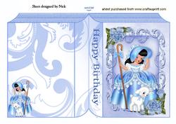 Little Bo Peep in Blue with Little Lamb Folded Book
