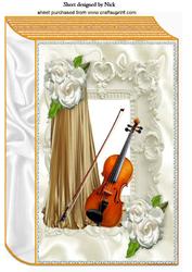 Violin with White Roses and Gold Drapes A4 Book