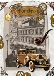Steampunk with Vintage Car and Pipe A4