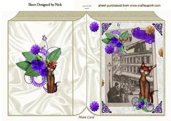 Steampunk Cat with Purple Flowers Folded Book