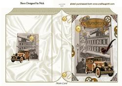 Steampunk with Vintage Car and Pipe Folded Book