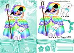 Rainbow Bo Peep with Little Lamb and Big Bow