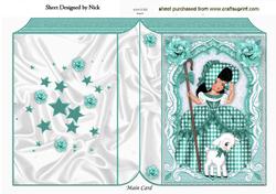 Little Bo Peep in Turq with Little Lamb Folded Book