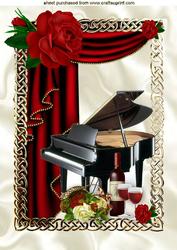 Red Roses, with Red Drapes French Champagne and Piano A4