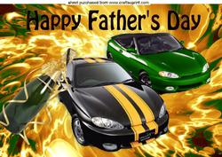 Green/black Sports Car with Champers, Flames for Dad A4