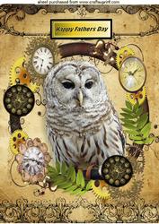 Owl in Clock Steampunk Frame for Dad A4