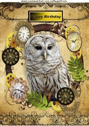Clock Steampunk Frame with Owl A4