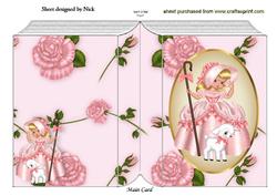 Bo Peep with Her Little Lamb in Peach with Roses Folded Book