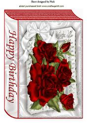 Red Roses, in Silver Frame with Bow A4 Book