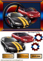 Steampunk Frame with Sports Cars