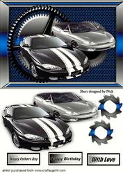 Silver/black Sports Cars in Steampunk Frame A5
