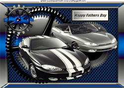 Silver/black Sports Cars in Steampunk Frame Fathers Day A4