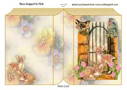 Cute Little Deers with Woodland Birds Folded Book