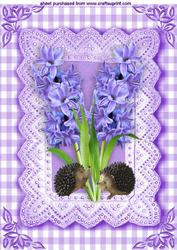 Bluebells with Little Hedgehogs in Gingham Frame A4