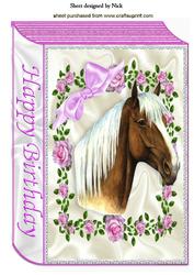 Beautiful Horse in Pink Rose Frame A4 Book