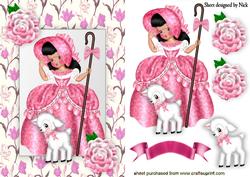 Bo Peep in Pretty Pink with Little Lamb and Roses
