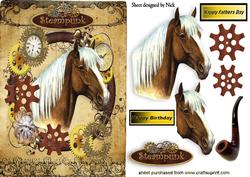 Horse in Clock Steampunk Frame
